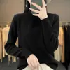 Suéter de Manga Larga con Cuello Medio Alto para Mujer 2026 Otoño/Invierno Nuevo Estilo Capa Base de Punto Color Sólido Top Pullover Holgado