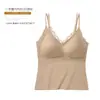 Colección otoño e invierno, mezcla original de seda y cachemira 049, chaleco térmico acolchado para mujer, camisola de encaje con un hermoso diseño en la espalda