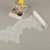 Ribete de encaje láser de pestañas estilo francés, material de encaje elástico de nailon-spandex, encaje decorativo para lencería, sujetadores y faldas.