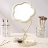 Nuevo Espejo de Maquillaje con Forma de Flor para Uso en Casa, Espejo de Tocador de Escritorio para Niñas, Espejo de Plástico con Almacenamiento para Joyas de Mesa