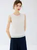 Chaleco de punto sin mangas para mujer, top base de cachemir con cuello redondo, nueva prenda interior versátil para otoño e invierno