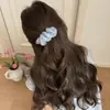 Elegante pinza para el pelo con lazo en la nuca, pequeña pinza tipo banana de malla de encaje estilo Chanel, pinza negra para peinado semi-recogido para mujer
