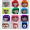 Fornecimento de Perucas com Franja Completa para Estudantes, Cortes Bob Coloridos, Perucas de Cabelo Curto para Halloween, Acessórios de Cabelo, Fantasias de Halloween