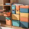 Caja de Almacenamiento con Contraste de Color Morandi para Snacks, Ropa, Artículos Varios, Organizador Doméstico, Cocina, Condimentos, Cesta de Almacenamiento de Plástico con Tapa