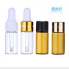 Frasco pequeno de óleo essencial marrom de 1ml Frasco marrom com rolha interna de 2ml Frasco de vidro transparente de 3ml Conjunto de frascos conta-gotas pequenos de 5ml