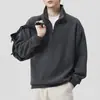 Sudadera de alta gama con textura, cuello medio alto y cierre de cremallera para hombre, estilo primavera y otoño, nuevo modelo 2026, marca de moda de peso pesado, talla grande, colección de otoño