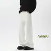 Calça Jeans Melard com Forro de Fleece para Homens, Estilo Americano de Inverno Versátil Tendência Marca Solta Reta Casual, Calça de Pernas Largas Grossa Quente