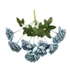 Flor de simulação flor de rosa artificial 9 cabeças buquê de rosa com diamante simulação com folhas decoração de casamento decoração de casa flor artificial