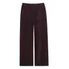 Pantalones de pana azul marino de pierna ancha con cintura alta, efecto adelgazante, diseño casual de pierna recta y un toque de forro de terciopelo.