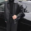 Chaqueta Ejecutiva Negra Europea para Hombre Marca de Moda Americana Ropa de Trabajo Chaqueta de Cuero Chaqueta con Solapa y Cremallera Chaqueta Casual de Piel Sintética