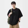 Camiseta Informal de Manga Corta Pesada de Marca de Moda Primaveral para Hombre y Mujer, Retro Americano, Gamuza Bordada