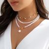 Joyería transfronteriza europea y americana moda cadena larga de cuentas redondas collar para usar apilado estilo retro personalidad perla collar con cierre de palanca