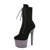 17cm AliExpress novo camurça salto agulha sapatos de pole dance zíper lateral sola grossa bico redondo botas curtas estilo europeu e americano botas de cavaleiro