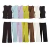 Nuevo Conjunto Elegante de Pantalón Largo con Chaleco de Estilo Transfronterizo Europeo y Americano, Conjunto Francés sin Mangas para Otoño