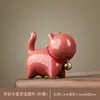 Campanilla Linda, Adornos de Gato Lindo para Mascota de Té, Cerámica de Horno Ge, Piezas Abiertas, Adornos de Mesa de Té, Juguetes de Té, Accesorios para Juego de Té