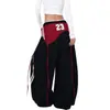 Estilo Retro Americano Calças de Moletom Casuais Listradas em Camadas Nicho Curvas Unissex Hip-Hop Street Dance Largas de Perna Larga Tendência