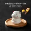 Gatinho de Porcelana Branca Porta Incenso para Interior Aromaterapia para Casa Ornamentos Animal de Estimação de Chá Acessórios para Cerimônia do Chá Cerâmica Fofa e Requintada para Brincar com Chá
