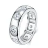 Anillo de Plata S925 con Incrustación de Moissanita y Banda Lisa, Arco Interior Cómodo, Anillos de Pareja, Suministro para Transmisiones en Vivo, Dropshipping
