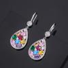 Conjunto de joyería Huayoumei con collar de gemas de gota de agua arcoíris, pendientes de turmalina de color europeo y americano para mujer, anillo de circón transfronterizo