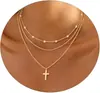 Colar Cruz Popular Cross Pendant Amazon Transfronteiriço Moda Feminina Versátil Corrente Clavícula de Alto Padrão Colar de Estilo Simples