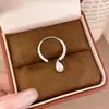 Anillo Abierto con Colgante de Gota de Agua de Circonia Estilo Fresco y Dulce con un Diseño Único, Joyería Versátil y Elegante para Mujer