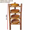 Cesta de bambu trançada antiga estilo antigo cesta de bambu display de vegetais cesta de bambu comercial display de cozinha aberta pá de lixo cesta de chão