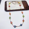 Colar de contas de cerâmica colorida Moda Retro Novo Estilo Chinês Personalidade Colar Longo Camada Dupla Colar Colar Avançado Atacado