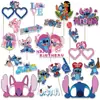 Accesorios Populares de Fotos de Puntadas Transfronterizos Tema de Dibujos Animados de Stitch Tarjeta para Pastel de Cumpleaños Inserto para Jarrón