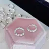 Set de Hebillas de Oreja de Plata Mate con Diamantes de Colores Diseño Retro de Nicho Aro de Oreja Versátil Aro de Oreja Mini Pequeño Simple Temperamento Exquisito