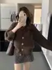 Cardigan de Punto para Mujer Estilo Coreano Otoño/Invierno Holgado Color Sólido Cuello en V de un Solo Botón Mangas de Farol Suave Pegajoso Versátil Abrigo Suéter