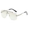 Estallidos transfronterizos Caja para gafas de sol sin montura de doble viga de otoño europea y americana Gafas de sol retro para hombre Gafas de sol de moda transfronterizas