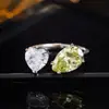 Anillo Abierto Forma de Corazón Gota de Agua Incrustado con Circonita Estilo Coreano Anillo Dulce Fresco Estilo Anillo Abierto Ajustable Libremente Joyería para Mujer