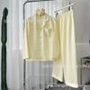 Pijamas para Mujer Primavera y Otoño Nuevo Traje Delgado de Acetato de Imitación de Manga Larga de Alta Gama Kt Agradable para la Piel Seda de Hielo Ropa de Casa para Mujer