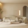 Sofá de Tela Moderno Minimalista para Sala de Estar Estilo Wabi-Sabi Crema Sofá Casual para el Hogar Sofá Escandinavo de Terciopelo de Cordero Sofá Multipersonal