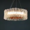 Nova Luminária Pendente Artística Redonda Simples de Acrílico para Restaurante Lâmpada de Design Criativo de Aço Inoxidável para Quarto Estudo Sala de Estar