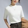 Cuello semi-alto, Camiseta básica de manga media, Camiseta negra de manga tres cuartos para mujer, Interior de verano de manga corta, Se puede usar por fuera, Camiseta, Top de punto