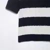 Atacado Fabricante de Roupas Femininas Transfronteiriço 2026 Moda Europeia e Americana Versátil Slim-Fit Listrado Manga Curta Malha