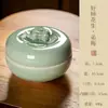 Lanzhai Haoshi Amendoim Cerâmica Panela Quente Pedra de Tinta Multifuncional Caligrafia Especial Coberta Hidratante Anti-Secagem Tinta Panela Quente Pedra de Tinta Verde