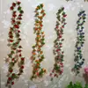 Simulación rosa pequeña ratán plástico flor de seda tubo techo decoración del hogar ratán flor artificial hoja verde flor de peonía tira