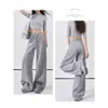 Calça Esportiva Lisa de Caimento Fluido Estilo Coreano para Mulheres, Primavera e Verão, Fina, Cintura Elástica, Solta, Casual, Petite, Boca Larga, Calça de Moletom para Yoga