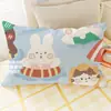 Funda de almohada de felpa con orejas grandes de invierno, forro polar doble grueso, funda de almohada individual de forro polar de coral para niños, lavable, estilo de dibujos animados