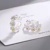 Pendientes Minimalistas de Margarita de Plata para Mujer, Pendientes de Aro Dorados con Flor Estilo Bosque Moderno, Nuevos Pendientes de Verano