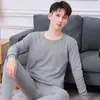 Nueva ropa de primavera y otoño y traje de pantalones de otoño para hombres de mediana edad y ancianos, ropa interior térmica, suéter y pantalones, traje de leggings para hombres