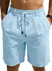 Sitio Web Independiente Transfronterizo Estilo Europeo y Americano Holgados Casuales de Algodón y Lino para Hombre Color Sólido Verano Transpirables de Secado Rápido Bermudas Casuales de Playa