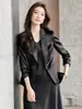 Blazer para Mujer 2026 Nuevo Estilo Primavera y Otoño Moda de Alta Gama Casual Conjunto de Vestido Blazer de Satén