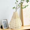 Cesta Tejida de Ratán de Fábrica DIY Arreglo Floral Jarrón Azul Cesta de Ratán Cesta de Flores Decorativa Cesta de Flores para Hogar y Jardín Tejida a Mano de Bambú