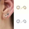 Brincos Simples Digitais de Prata S925 Popular Transfronteiriço para Mulheres, Brincos de Diamante em Formato de O Modernos e Personalizados com Múltiplas Zircônias