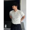 Verano nuevo suéter de manga corta para hombre cuello Henry botón slim negocios seda de hielo camisa coreana comercio exterior transfronterizo mayoreo