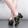 Novos Sapatos Quadrados de Dança Pena Dourada Salto Alto Solado Macio Sapatos de Dança Femininos Sapatos de Dança de Marinheiro Sapatos de Performance para Exterior
