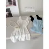 Vestido Chaleco de Punto sin Mangas Blanco Hielo de Seda para Primavera y Verano Nuevo de Fairyjiang con Falda de Tirantes Línea A que Ceñe la Cintura